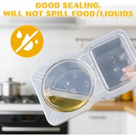 Recipientes de Condimentos de Doble Compartimento con Tapas,Juego de Recipientes Reutilizables para Aperitivos,Caja de Inmersión Portátil para Refrigeración de Refrigerador (10PCS)