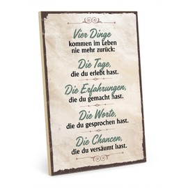 TypeStoff Wooden Sign with Saying - Four Things Never Come Back - Vintage Look with Quote as Gift and Decoration - HS-00523