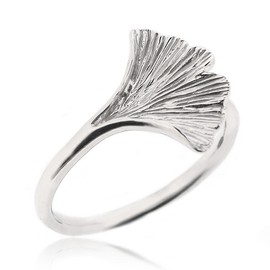 Sovats Women's Ginkgo Leaf Ring, Sterling Silver, No Gemstone