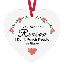 Funny Colleague Gifts for Women Ceramic Ornament Keepsake Sign Thank You Gifts for Women Work Friends Boss Leader Leaving Farewell Birthday Retirement Christmas Ornament for Coworker