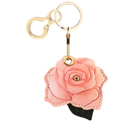 Leather Keychain Holder Case Compatible with AirTag,Cute Protective Cover with Keyring,Anti-Scratch Finder GPS Tracker Case for Wallet Keys,Bag,Pets(Rose C)