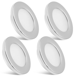 Dream Lighting 70mm LED 2.5W LED Recessed Cabinet Light Chrome Plated Cool White Down Lamps RV Boat Motorhome Campervan Auto 12V DC Under Cabin Dome Lighting Pack of 4 …