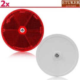 ETUKER 2x Round Reflector Red Ø80mm Safety Reflectors for Gate Posts Car Reflective Reflector or Driveway Fence