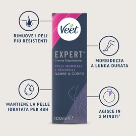 Veet Expert Crema Depilatoria Bikini & Ascelle per Pelli Normali e Sensibili 100 ml