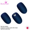 Bling Art False Nails Blue Matte Oval Medium Fake Acrylic
