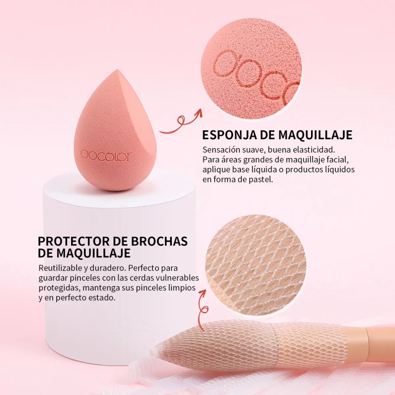 Set De Brochas Docolor De Maquillaje, Coloridas, 17 Piezas