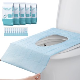 Toilet Seat Cover Disposable, 50 Pack XL Waterproof Covers Individually Wrapped for Adults and Kids Potty Training Travel Accessories for Public Restrooms, Airplane, Camping