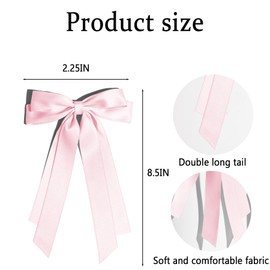 2 PCS Hair Bows for Women Silky Satin Pink Bows Hair Clip Ribbon Hair Accessories for Girls Bow Hair Clips