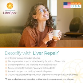 LifeSpa Whole Herbs Liver Repair | Liver Detox | Liver Cleanse and Repair | Health Supplements for Liver Health | Supports Liver and Gallbladder Detox | 90 Capsules | 475mg