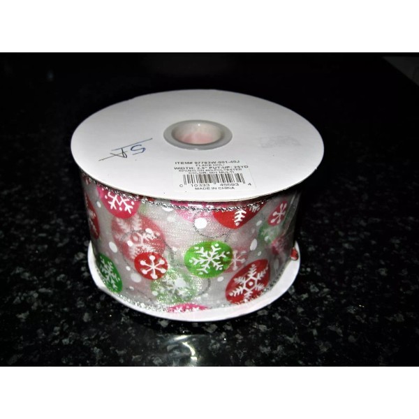 Reliant NEW 25 YD ROLL Pink Red Green Christmas Snowflakes