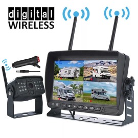 iPoster 7" Quad Car Monitor DVR Record Digital Wireless Backup Rear View Camera System