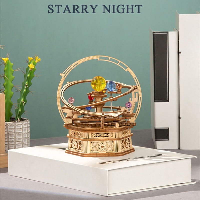 3D Wooden Puzzle DIY Assemble Wooden Model Mechanical Music Box