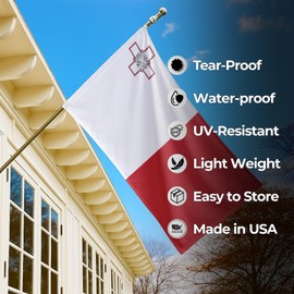 Malta Outdoor Flag (2x3ft) by DreamController - Durable, Fade-Resistant Polyester, Double-Stitched, Brass Grommets - HD Printed Southern Europe Flag - Made in USA