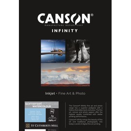 Canson Infinity Somerset Enhanced Watercolour White Digital Photo Paper 240gsm Grain Natural White Box A4 21 x 29.7 cm 25 Sheets