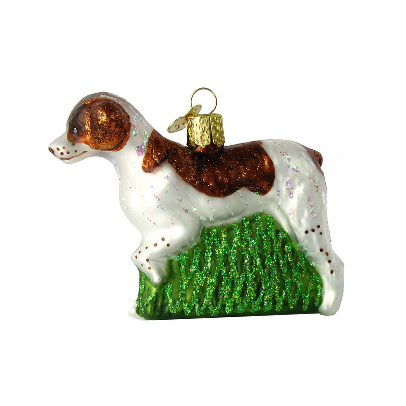 Old World Christmas Ornaments Brittany Spaniel Glass Blown Ornaments for