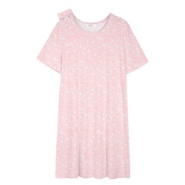 AVIIER 100% Cotton Hospital Gowns for Women Open Back Tear Away Post Shoulder Surgery Dress Adaptive Clothing Nightgowns Pink Flower L