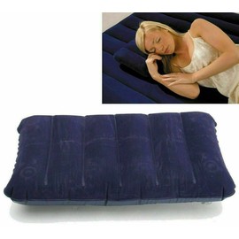 Fia Direct Large Inflatable Head Rest Cushion Rectangle Pillow - Blow up Cushion for Travel and Camping - Soft and Comfortable (Navy Blue)