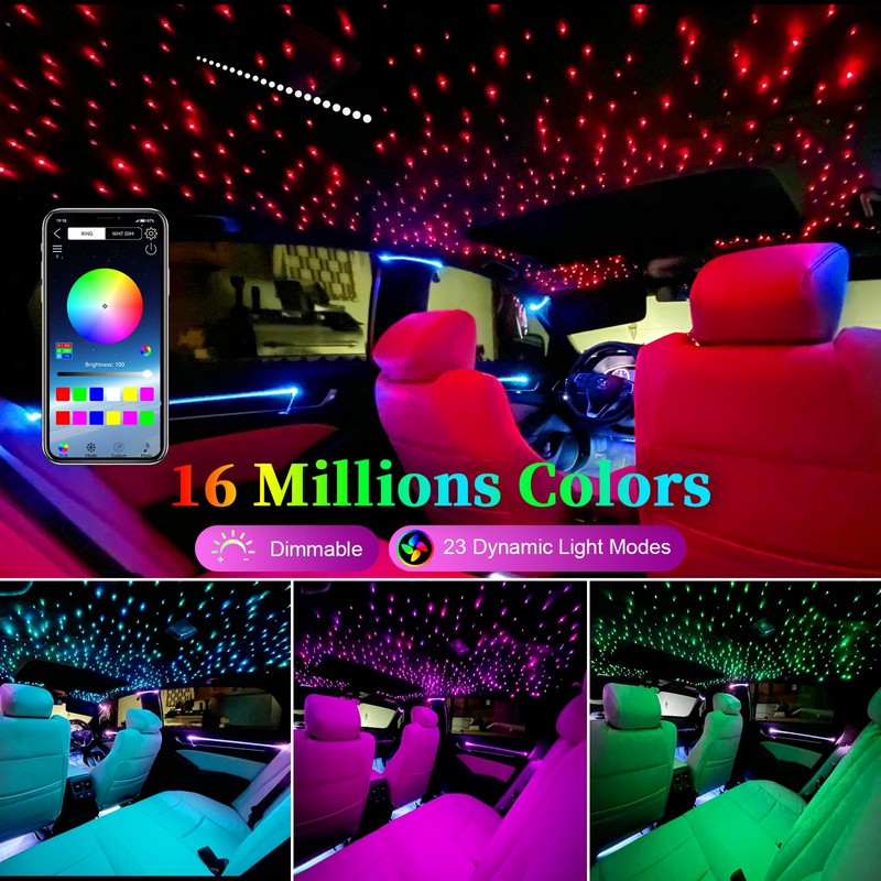 Twinkle & Meteor Starlight Headliner Kit for Car 0.03in x