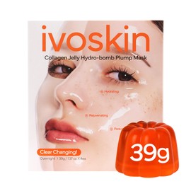 IVOSKIN Collagen Jelly Hydro-bomb Plump Mask, Hydrating 39g x 4ea Real Collagen Mask, Firming and Moisturizing for Glow Skin, Collagen Water over 670,000 ppm