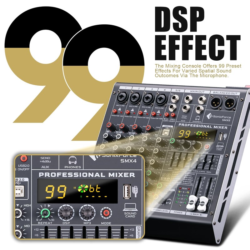 6 Channel Audio Mixer Sound Board Console System 99 DSP