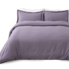 Bedsure Grayish Purple Duvet Cover King Size - Washed Duvet Cover, Soft King Duvet Cover Set 3 Pieces with Zipper Closure, 1 Duvet Cover 104x90 inches and 2 Pillow Shams