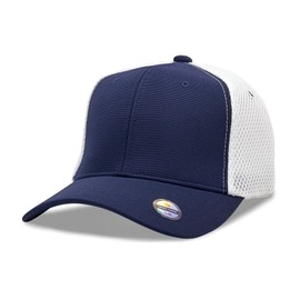 [2 Pack] Hybrid Stretch-Fitted Trucker Cap, Baseball Cap with Air Mesh Navy/White S/M