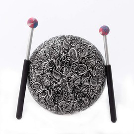 Satnam Happy Drums Steel Tongue Drum 8 Notes 8-Inch Handpan Percussion Instrument with Carrying Case Bag - Paisley Black