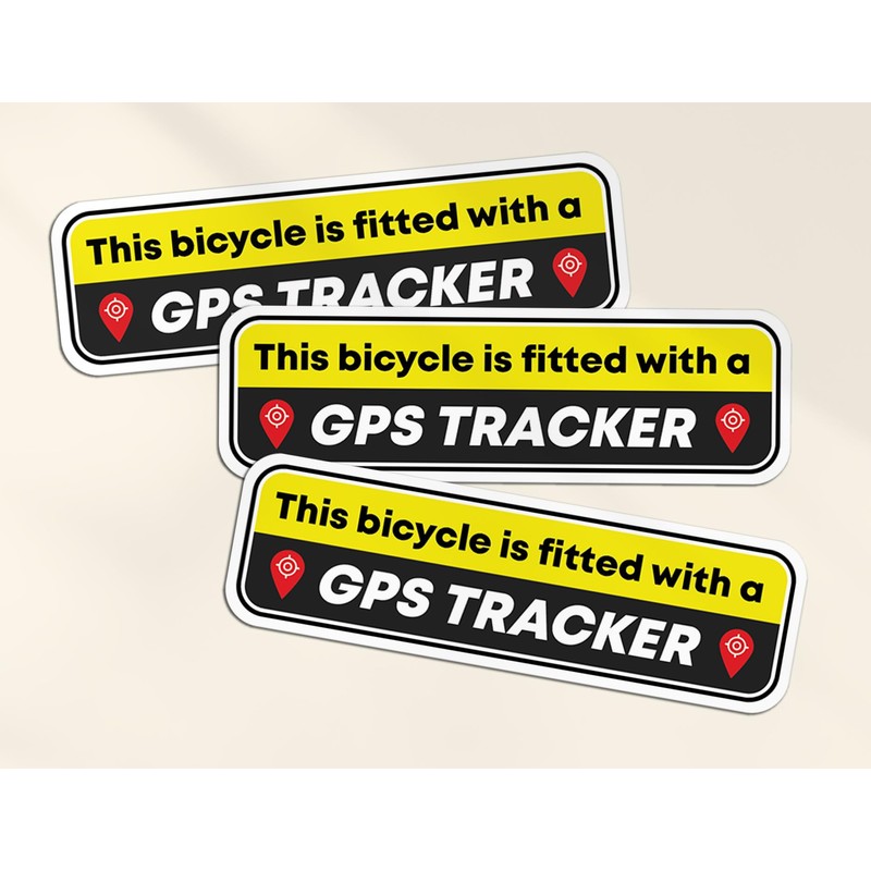 3 x Bike Fitted with GPS Tracker Vinyl Stickers -