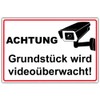 geschenke-fabrik.de Video Surveillance Sign "Achtung - Grundstück wird videoüberwacht" Aluminium