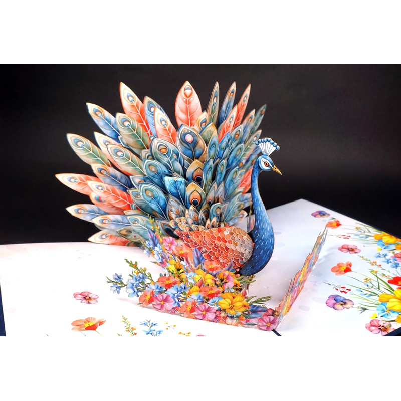 Colorful Peacock Greeting Card, Creative 3D Pop Up Card Peacock