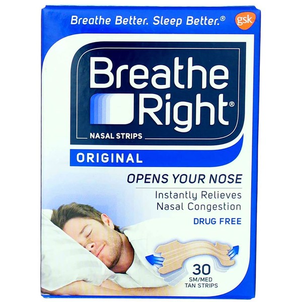 Breathe Right Nasal Strips Original Tan Small/Medium 30 ea (Pack of 11)