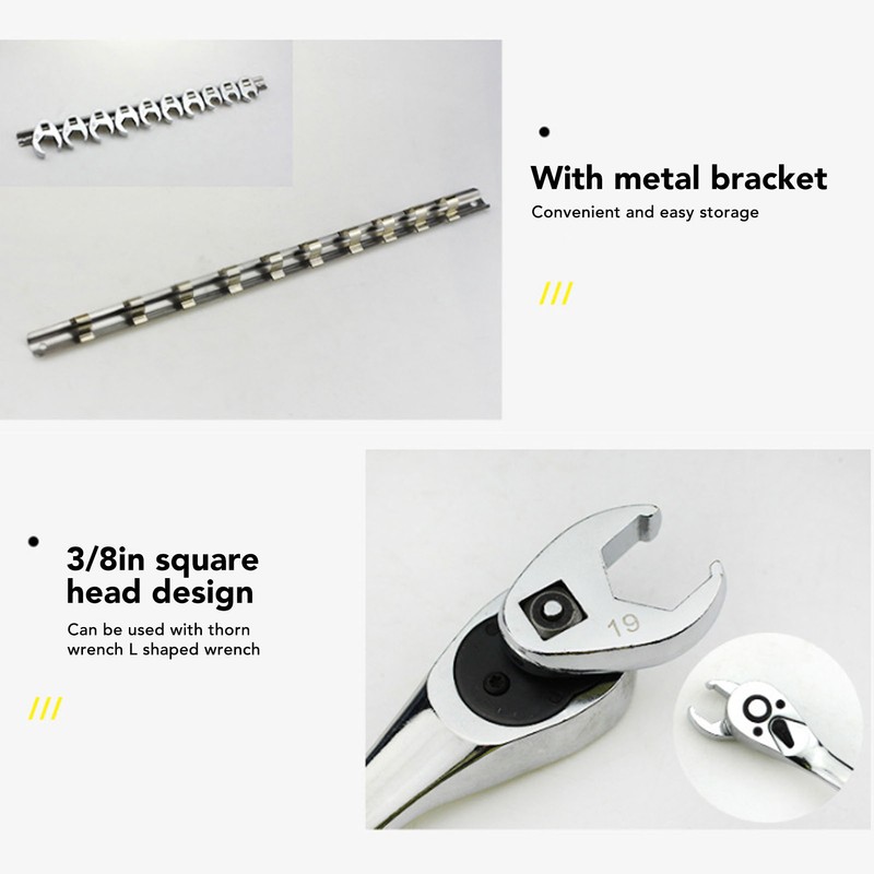 10pcs Crows Foot Wrench Set 10mm to 22mm Sizes Metric