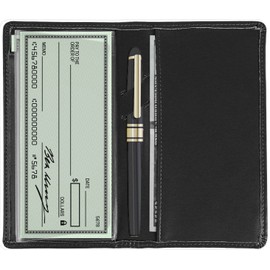 Sanlykate Leather Checkbook Cover for Men and Women, Check Book Case Card Holder with Free Divider, Standard Register Duplicate Checks with pen inserts
