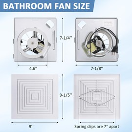WKZO 696N-R02 B Unit & 97011723 Replacement Grille for Br-oan Nu-tone BP46 688 689, S97012026 Bathroom Fan Motor Assembly with BP90 Bathroom Exhaust Fan Cover, White