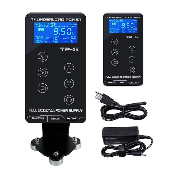 TATELF Digital Tattoo Power Supply Touch Screen LCD Power Source for Coil Rotary Tattoo Machines Gun kit Blue