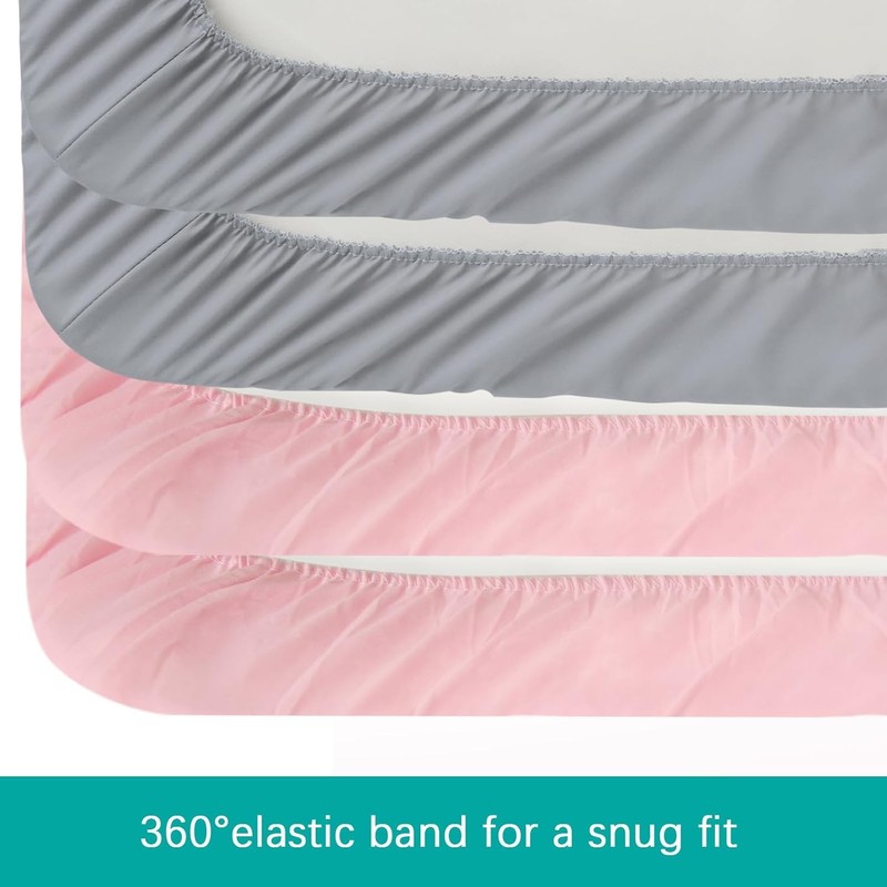 Travel Cot Sheets 95x65cm Fitted, 4 Pack Ultra Soft &