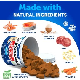 Artullano Glucosamine for Dogs Hip Joint Supplement for Dogs with Arthritis 120 Soft Chews
