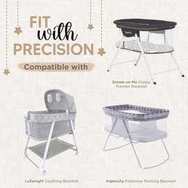 Bassinet Fitted Sheets - Compatible with Ingenuity Foldaway Rocking & Lullanight Soothing | 100% Organic Jersey Cotton - Light Blue + Dark Blue | 32x19 (2 Pack)