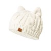 Wrapables Winter Warm Cable Knit Cat Ears Beanie, Cream