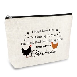 Chicken Lover Gift Chicken Makeup Bag Crazy Chicken Lady Gifts Travel Cosmetic Bag Chicken Themed Gifts for Women Animal Lover Gift for Girls Birthday Christmas Gifts for Daughter Sister Bestie Friend