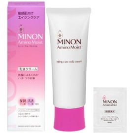 Minon Amino Moist, Aging Care, Milk Cream, 3.5 oz (100 g), Sample Included, Sensitive Skin: Milk Lotion, Cream, Hari, Glossy, Moisturizing