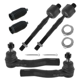 TRQ Front Driver & Passenger Side Inner & Outer Steering Kit Steering Rack & Pinion Bellow Tie Rod Compatible with 2006-2012 Ford Fusion 2007-2012 Lincoln MKZ 2006 Zephyr 2006-2009 Mercury Milan