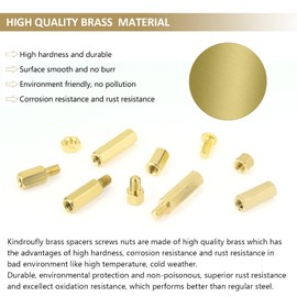 180 Pieces M4 Male Female Hex Brass Standoffs Spacers Screws Nuts Kit, Kindroufly Brass Standoffs Assortment Kit for PCB Motherboard