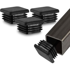 Prescott Plastics 3/4” (19.05mm) Outer Perimeter Ribbed Plastic Hole Plugs, Square Black Metal Tubing End Caps, Strong Furniture Leg Inserts, Impact & Weather Resistant, Made in The USA - 20 Pack