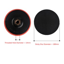 180mm Hook & Loop Backing Pad Polishing Disc Random Orbital Sander M14 Angle Grinder Electric Drill Adapter Red Pack of 2