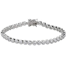 Vinani 2BZC Medium Cubic Zirconia White Shiny 925 Sterling Silver Bracelet, Sterling Silver