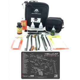 RangeMaster Elite EDC Bag Gun Cleaning Kit- Compatible for Springfield Armory Hellcat - Ladies Pink Trim Schematic Mat with Hoppes Gun Oil No.9 Solvent & Patches Clenzoil CLP & 10PC Accessories Set
