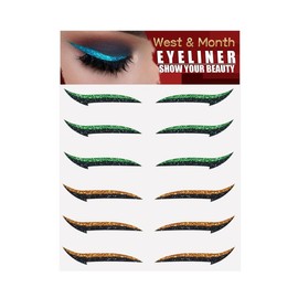 Glitter Eyeliner Stickers for Eyes,eyelid tape for hooded eyes invisible 6 Pairs,Waterproof Long Lasting Eye Makeup Stickers Portable Cosmetic Multicolor - Color: Purple + Pink