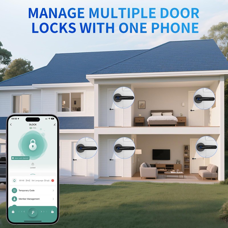 VBUFKRIT Fingerprint Door Lock- biometric Smart Door knob- passcode keypad