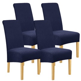 Lellen XL Size Stretch Chair Covers for Dining Room Large Dining Room Chair Slipcovers Dining Chair Covers Kitchen Reusable Parsons Side Chair Slipcover Soft Protector Set of 4,Navy